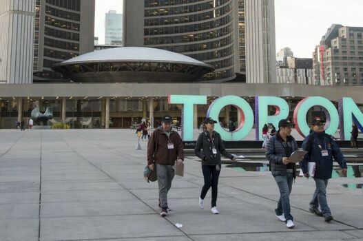 Members of Toronto’s Street Needs Assessment survey team outside City Hall (photo courtesy of Shelter Support & Housing Administration)