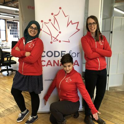 From left: Fatima, Andee & Jen, the Code for Canada fellows at Transport Canada.