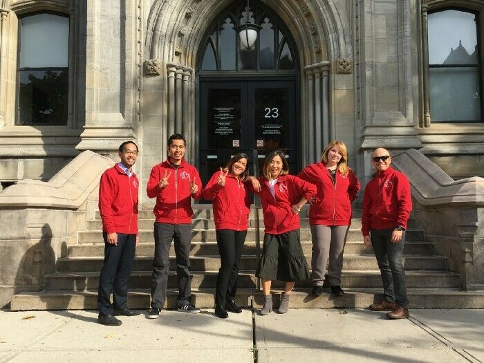 The 2017 Code for Canada fellows! From left: Daniel Tse, Santiago Mendoza, Sophie Sengmany, Christine Lee, Raluca Ene and Leon Lukashevsky.
